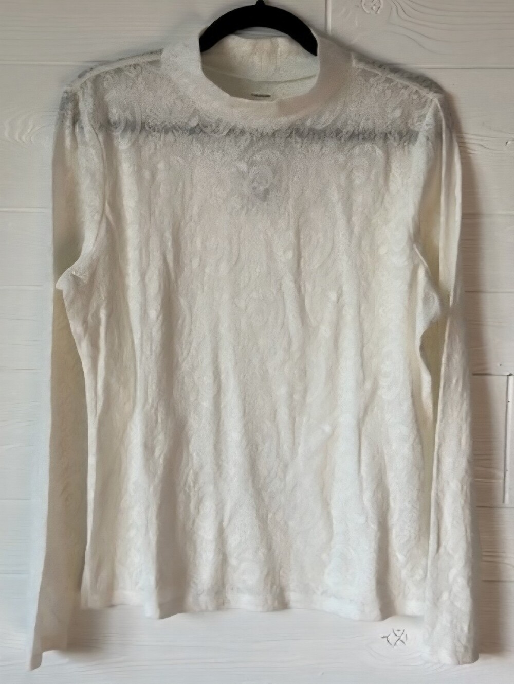 Maurices White Vintage Sheer Lace Long Sleeve Shirt Women's Size Medium M EUC